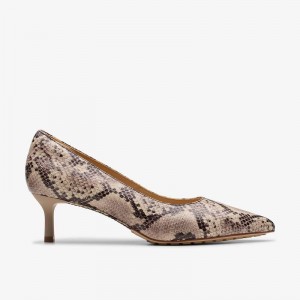 Clarks Adela Court Sive Zmijski Print | CLKS-85197