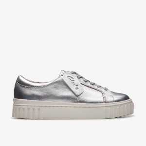Clarks Mayhill Walk Srebrne Metalne | CLKS-84697