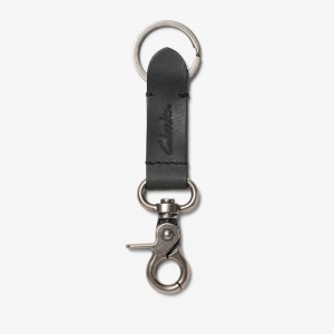 Clarks Oiled Leather Key Fob Crne | CLKS-84142