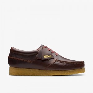 Clarks Wallabee Boat Tamno Crvene | CLKS-84501